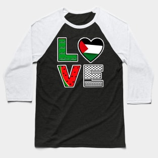 LOVE Palestine Symbols - Back Baseball T-Shirt